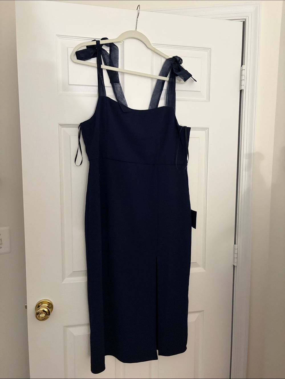 Lulu Romantic Celebration Navy Tie-Strap Bodycon Midi Dress